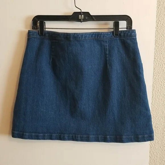 Refuge Denim Mini Skirt Large Zip Front - Picture 3 of 6